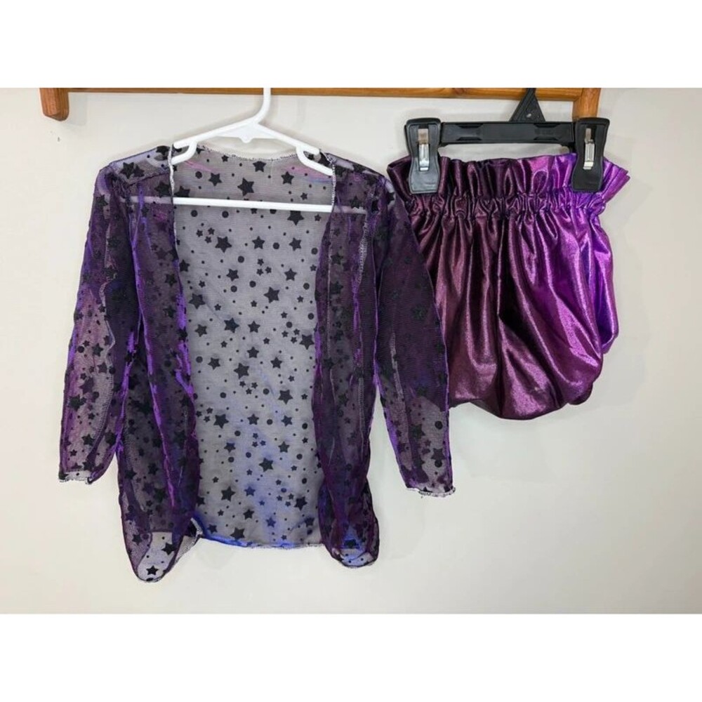 Boutique Size 2T Purple Star Sheer Duster cardigan & Bloomers Halloween Set